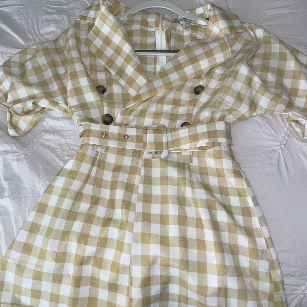 Cute yellow and white checkered romper